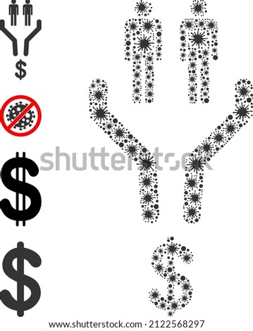 Bacilla mosaic sales funnel icon, and bonus icons. Sales funnel mosaic for medical images. Vector mosaic is done of scattered bacilla parts.