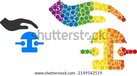 Press bell collage icon of round items in variable sizes and rainbow colored color tones. A dotted LGBT-colored press bell for lesbians, gays, bisexuals, and transgenders.