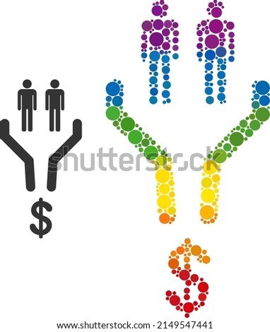 Sales funnel composition icon of circle elements in variable sizes and rainbow colorful color tinges. A dotted LGBT-colored sales funnel for lesbians, gays, bisexuals, and transgenders.