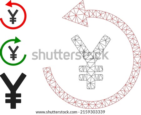 Web mesh japanese yen refund vector icon, and original icons. Flat 2d carcass created from japanese yen refund pictogram. Abstract carcass mesh polygonal japanese yen refund.