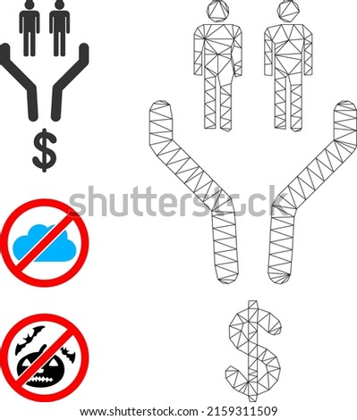 Web network sales funnel vector icon, and source icons. Flat 2d carcass created from sales funnel pictogram. Abstract carcass mesh polygonal sales funnel. Wire carcass 2D network in vector EPS format,