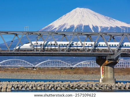 TOKYO - February 2: Shinkansen bullet train at Tokyo railway station in February 2, 2015 Tokyo, Japan. The Tokaido Shinkansen operate between Tokyo and Osaka and stop at Yokohama, Nagoya, Kyoto.