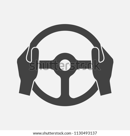 Vector icon of car steering wheel and driver's hands. Layers grouped for easy editing illustration. For your design.