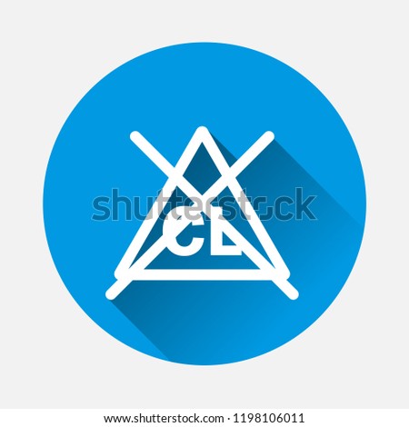 No chlorine vector icon on blue background. Flat image bleaching of tissue is impossible  with long shadow.  Layers grouped for easy editing illustration. For your design.