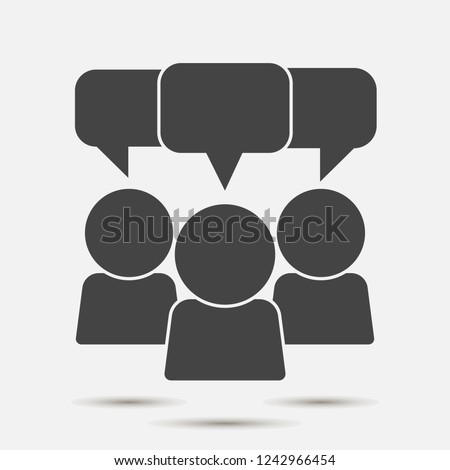 Vector user chat icon. Symbol of interaction of people with a cloud of thoughts. Layers grouped for easy editing illustration. For your design.