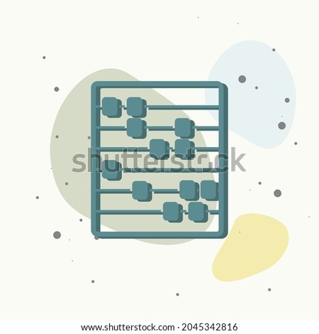 Vector icon of abacus. Wooden abacus for learning account and math on multicolored background. Layers grouped for easy editing illustration. For your design.