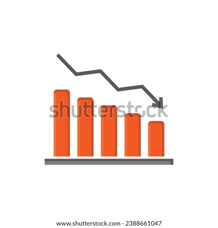Vector arrow graph down icon on white isolated background. Layers grouped for easy editing illustration. For your design.