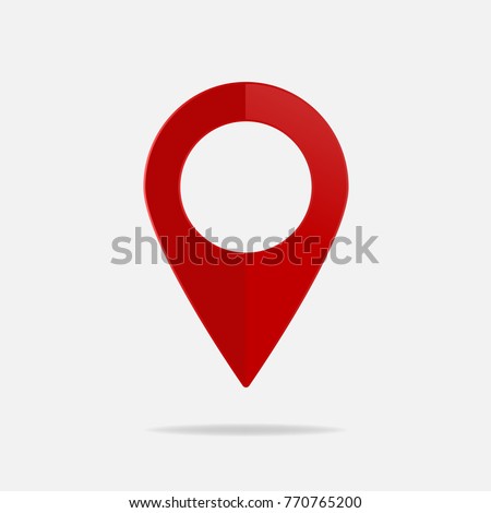 Vector image  positioning on the map. Mark GPS icon. Red icon location drop pin on a light background.