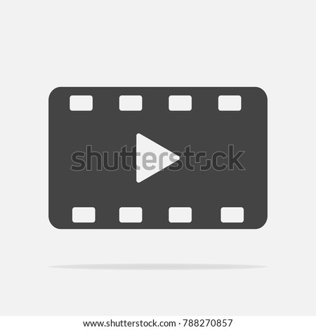 Video play icon. Vector illustration play video on grey background.