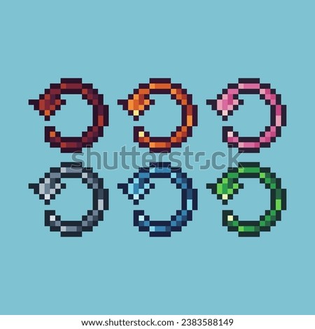 Pixel art sets of undo sign with variation color item asset. Simple bits of undo sign pixelated style. 8bits perfect for game asset or design asset element for your game design asset.