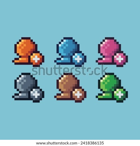 Pixel art sets icon of add friend variation color.add friend icon on pixelated style. 8bits perfect for game asset or design asset element for your game design. Simple pixel art icon asset.