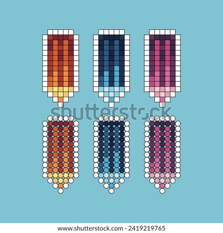Pixel art stroke sets icon of pencil variation color.Pencil icon on pixelated style. 8bits perfect for game asset or design asset element for your game design. Simple pixel art icon asset.