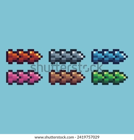 Pixel art sets icon of skip forward variation color. Skip button icon on pixelated style. 8bits perfect for game asset or design asset element for your game design. Simple pixel art icon asset.