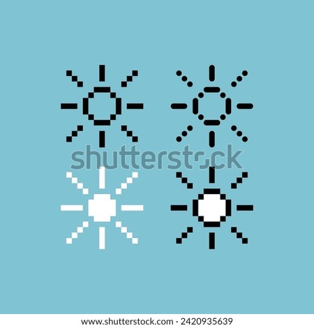 Pixel art outline sets icon of sun rise logo variation color.Sunny day icon on pixelated style. 8bits Illustration, perfect for design asset element your game ui. Simple pixel art icon asset.