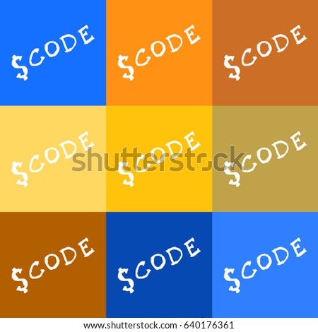 Abstract jquery, javascript vector code logo on colored backgrounds.