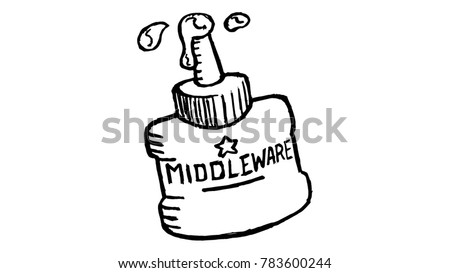 Middleware represented by a Cartoon glue bottle