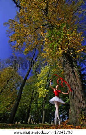 Fall dance - ballerina dancing outdoor