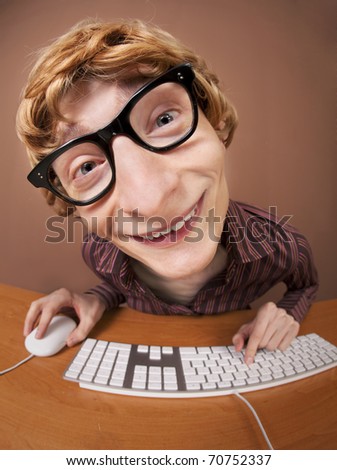 Funny guy at the computer