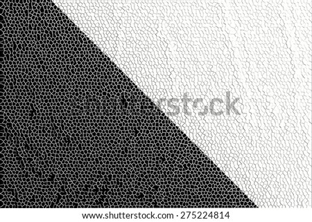 abstract symmetric monochrome background from two diagonal geometrical figures of black and white color and mesh texture