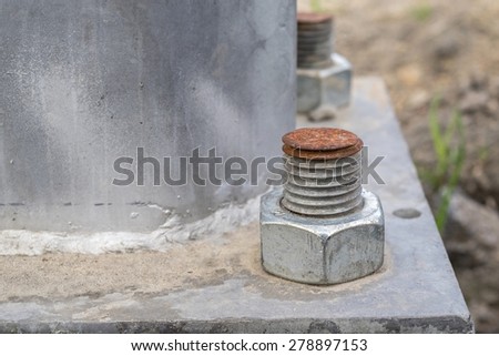 industrial composition from construction designs with a threaded connection closeup