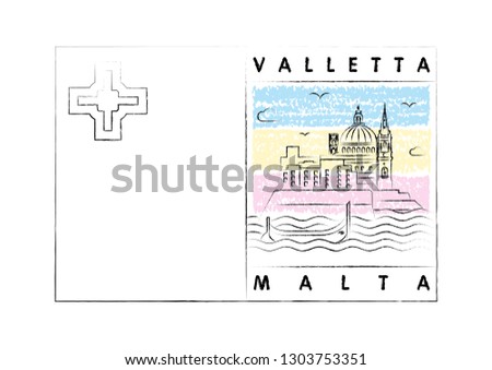 Valletta, Malta vector illustration and typography design