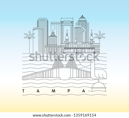 Tampa, Florida skyline vector illustration and typography design 