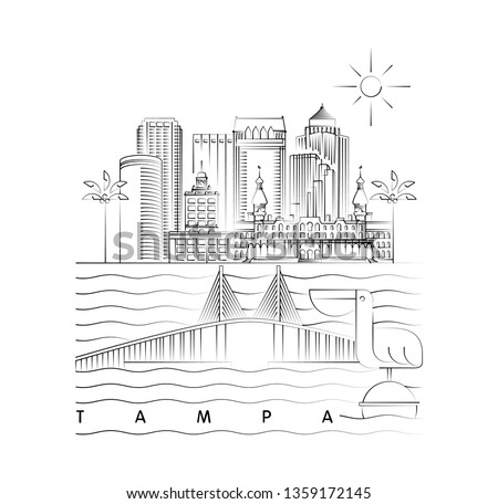 Tampa skyline vector illustration and typography design 