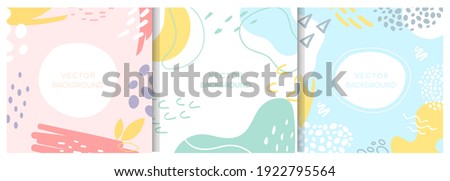 Abstract shapes textures decoration vector illustration set. Contemporary modern trendy decorative design collection with hand drawn elements, minimalist patterns for social media story, invitation