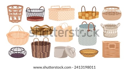 Similar – Image, Stock Photo A straw basket a peshtemal cotton towel left on the sand of a wild beach