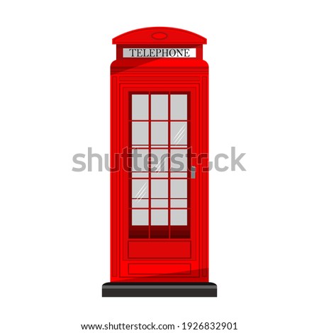 Red telephone booth in retro style. Vector illustration