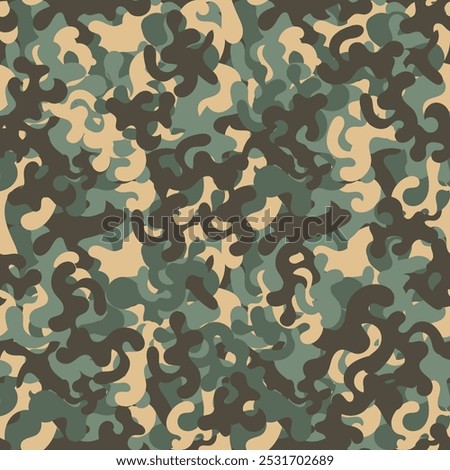 Seamless pattern with chaotic design for camouflage fabric. Version 2. Summer, off-season. Vector illustration