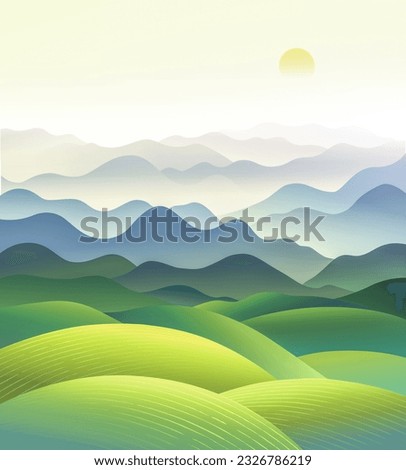 Image, Stock Photo hilly landscape in sunlight