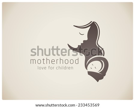 Symbol of a mother holding a baby in her arms