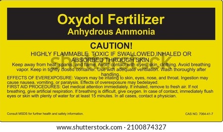 2 x 3 Oxydol Fertilizer Anhydrous Ammonia, Caution