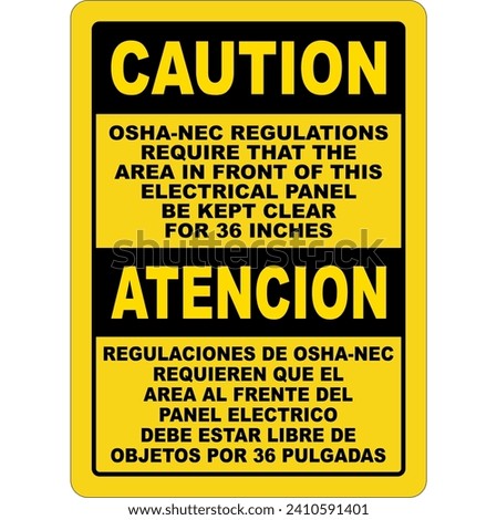 Bilingual OSHA NEC Regulations Sign