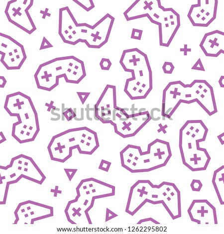 Gaming Controllers seamless pattern. White background