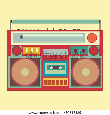 Vintage boombox banner vector illustration colorful retro