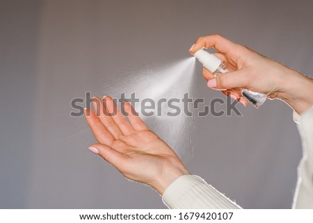 Similar – Image, Stock Photo woman hand apply alcohol gel or anti bacteria soap to make cleaning and clear virus, germ, bacteria
