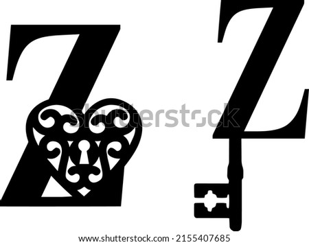 Latin letter Z key and lock. Love and wedding classic elements on white background Zdjęcia stock © 