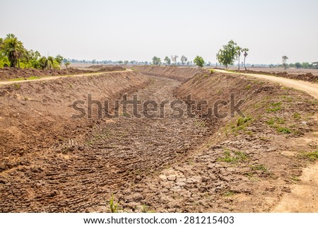 Drainage canal at agricultural field