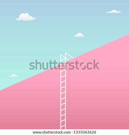 reach the goal visual concept with minimalist art design. high giant wall towards the sky and tall ladder vector illustration.