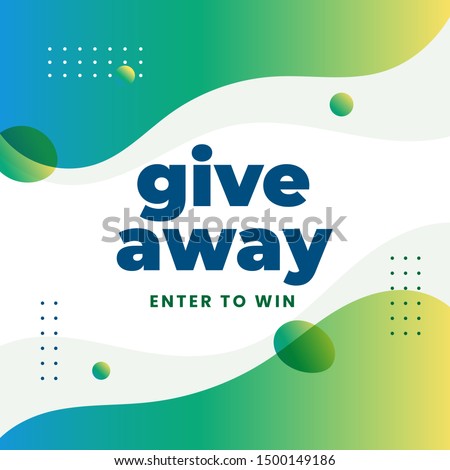 giveaway poster design for social media post template with green liquid frame background and abstract geometric shape ornament vector illustration.