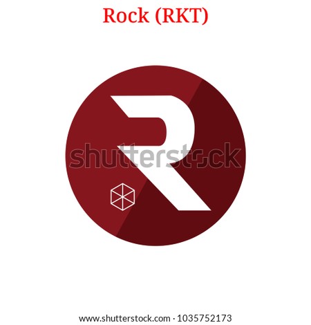 Vector Rock (RKT) digital cryptocurrency logo. Rock (RKT) icon. Vector illustration isolated on white background.