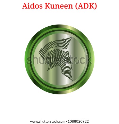 Vector Aidos Kuneen (ADK) digital cryptocurrency logo. Aidos Kuneen (ADK) icon. Vector illustration isolated on white background.