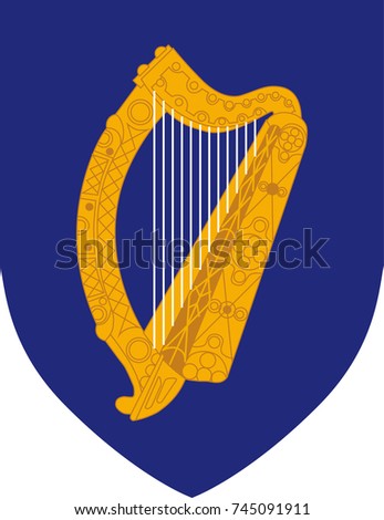 Vector Ireland coat of arms (state emblem of Ireland)