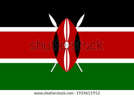 national flag of Kenya in the original size,colours and proportions(2:3)