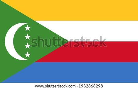 national flag of Union of the Comoros, in the original size,colours and proportions(3:5)