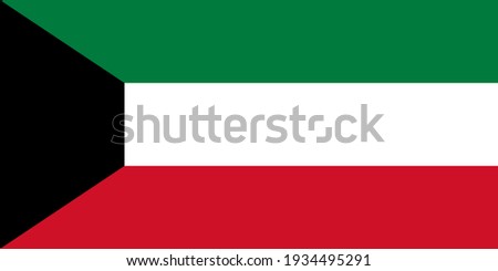 national flag of Kuwait  in the original colours and proportions(1:2)