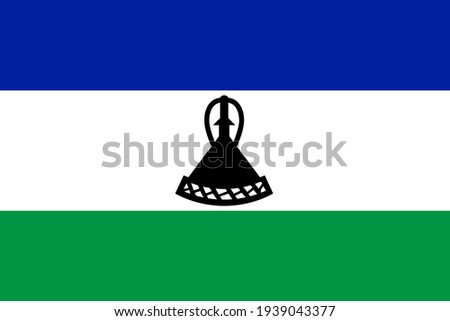 national flag of Kingdom of Lesotho in the original size,colours and proportions(2:3)