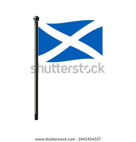 national flag of Scotland in the original colours and on the stick